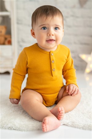 Baby Cotton Bodysuit with Wooden Buttons