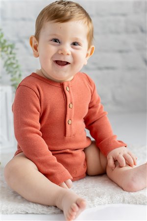 Baby Cotton Bodysuit with Wooden Buttons