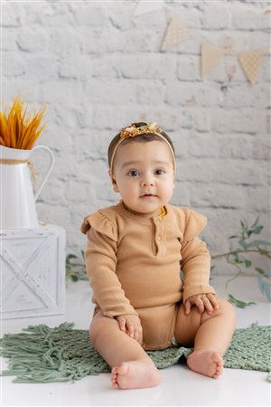 Baby Bodysuit with Ruffled Shoulders and Snap Fastner
