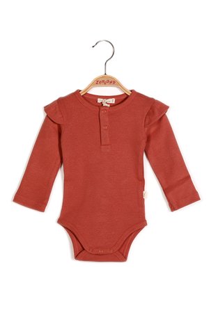 Baby Bodysuit with Ruffled Shoulders and Snap Fastner