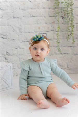 Baby Bodysuit with Ruffled Shoulders and Snap Fastner