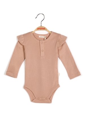 Baby Bodysuit with Ruffled Shoulders and Snap Fastner