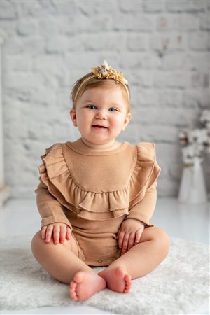 Baby Ribbed Bodysuit with Ruffled Collar