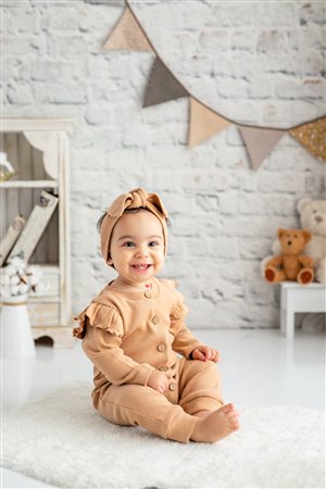 Baby Ruffled Jumpsuit with Bow and Bandana on the shoulder