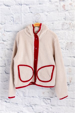 Unisex Kids’ Hooded Plush Jacket with Piping Detail