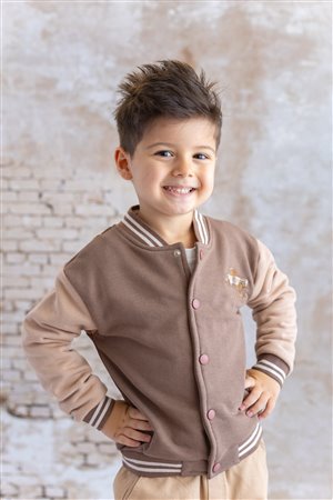 Baby Boy Bomber Jacket with Embroidered Details
