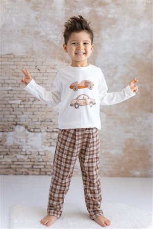 Baby Boy Printed T-Shirt and Plaid Pants Set