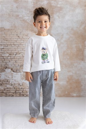 Baby Boy Printed T-Shirt and Jeans Set