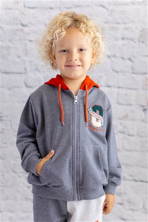 Baby Boy Hooded Jacket with Embroidered Details