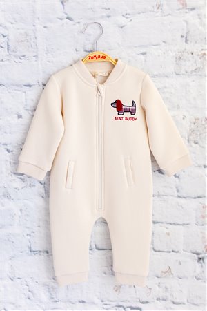 Baby Boy Dog Embroidered Romper