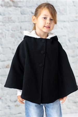 Girls’ Hooded Fleece Poncho (Ages 1–4 Years)