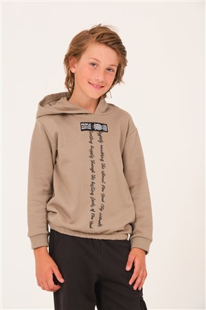 Unisex Kids’ Hooded Sweatshirt with Text Print Detail