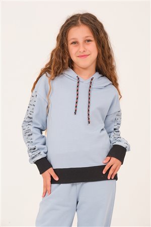 Girls’ Hooded Sweatshirt with Text Print