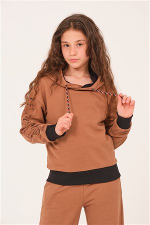 Girls’ Hooded Sweatshirt with Text Print