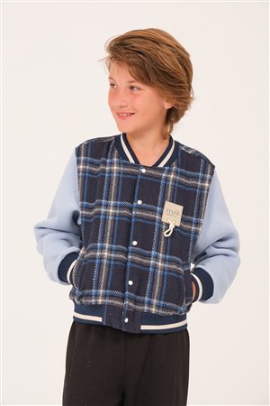Boys’ Plaid Pattern College Jacket