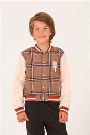 Boys’ Plaid Pattern College Jacket