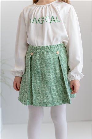 Girl'S Pleated Tweeted Skirt