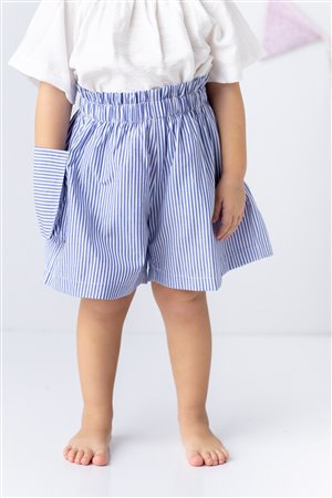 Girl'S Striped Cargo Shorts With Pockets