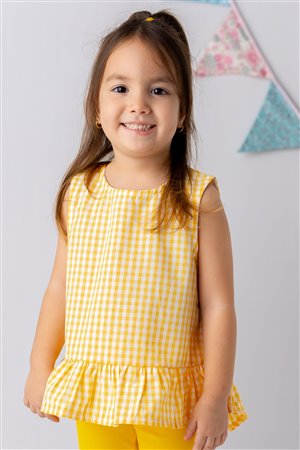 Girl'S Checkered Woven Blouse