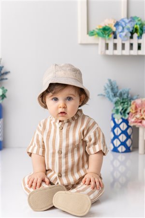 Baby Boy Short-Sleeved Muslin Romper