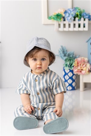 Baby Boy Short-Sleeved Muslin Romper