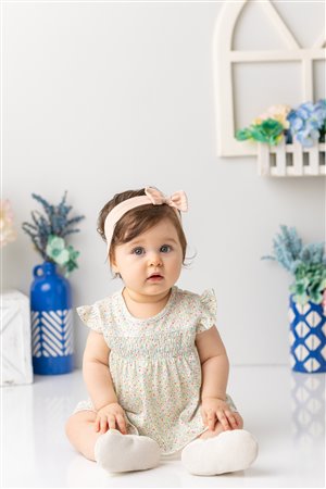 Baby Girl Flower Patterned Snap Button Bodysuit