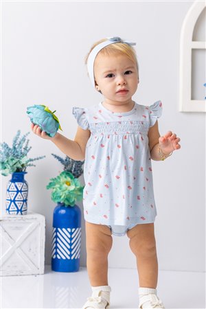 Baby Girl Coral Pattern Snap Button Bodysuit