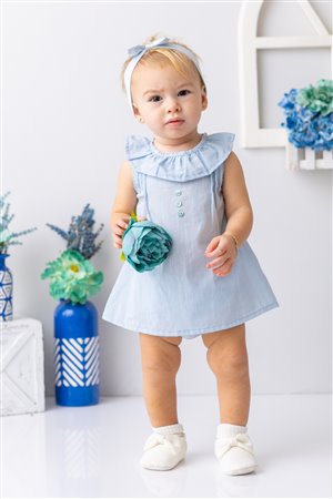 Baby Girl Ruffled Collar Bodysuit Dress