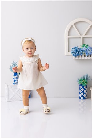 Baby Girl Ruffled Collar Bodysuit Dress