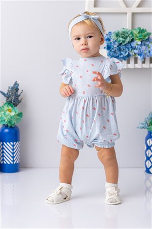 Baby Girl Coral Patterned Ruffled Dress