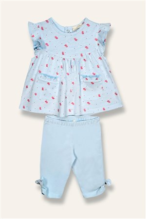Baby Girl Coral Pattern Leggings And Blouse Set
