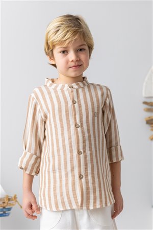 Boys' Mandarin Collar Muslin Shirt