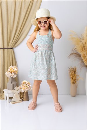Girl'S Flower Patterned Ruffled Dress