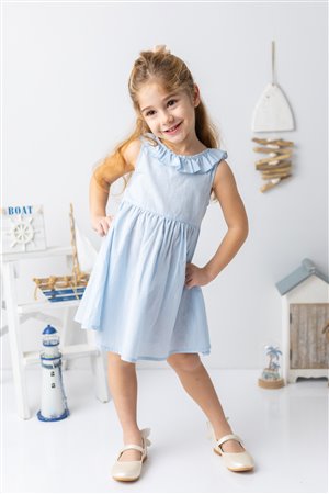 Girl'S Dress With Ruffled Collar