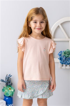 Girl'S Ruffled Sleeve T-Shirt