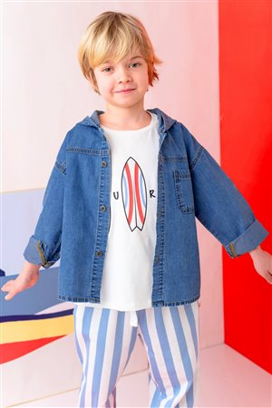 Boys' Denim Hooded Shirt