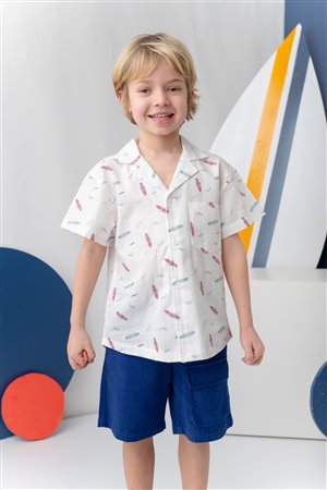 Boys' Patterned Linen Shirt