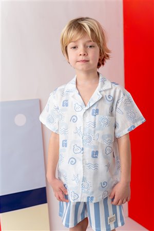 Boys' Patterned Linen Shirt