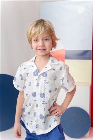 Boys' Patterned Linen Shirt