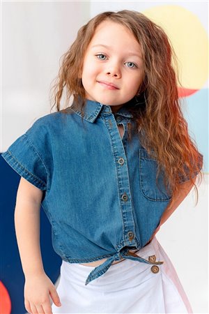 Girl'S Denim Short Shirt