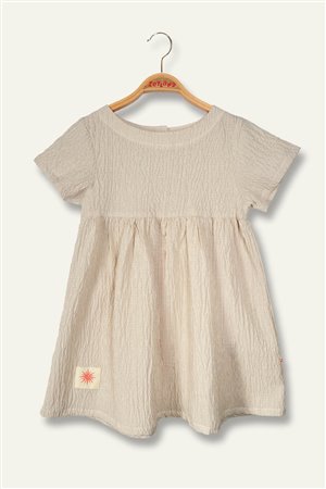 Girl'S Striped Half-Sleeve Waffle Dress