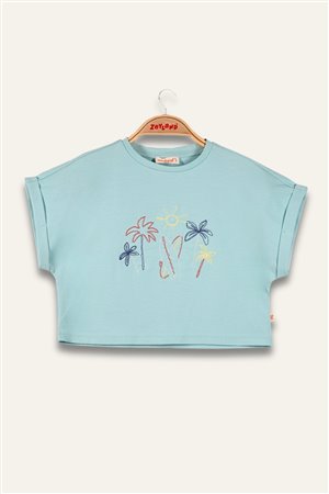 Girl'S Crop T-Shirt With Embroidered Details