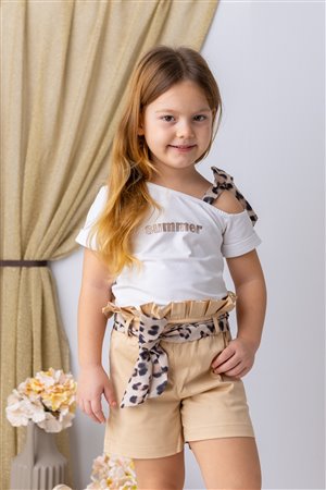Girl'S T-Shirt With Bow Detail At The Collar