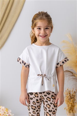 Girl'S Short-Sleeved Blouse With Gathered Waist