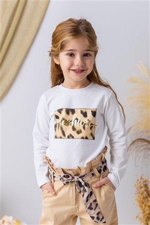 Girl'S Leopard Print Long-Sleeve T-Shirt