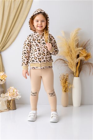 Girls' Leopard Print Hooded Sweatshirt