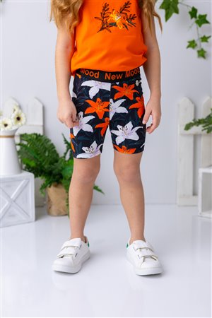 Girls' Floral Pattern Short Leggings