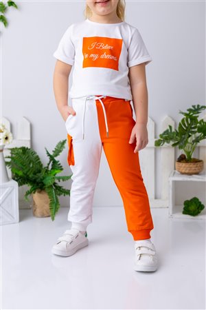 Girls' Color Block Cargo Pocket Sweatpants