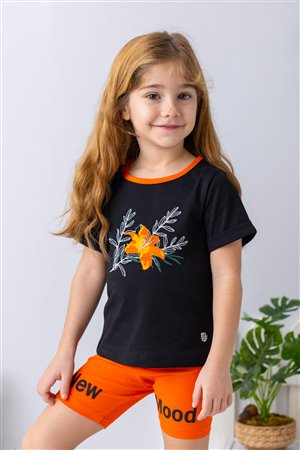 Girl'S Flower Embroidered T-Shirt