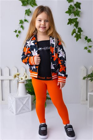 Girls' Long Leggings With Summer Print